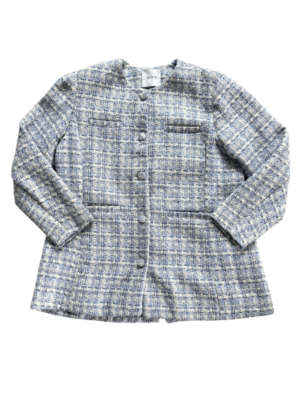 Ricki’s Cream/White & Light Blue Tweed Look Jacket XL